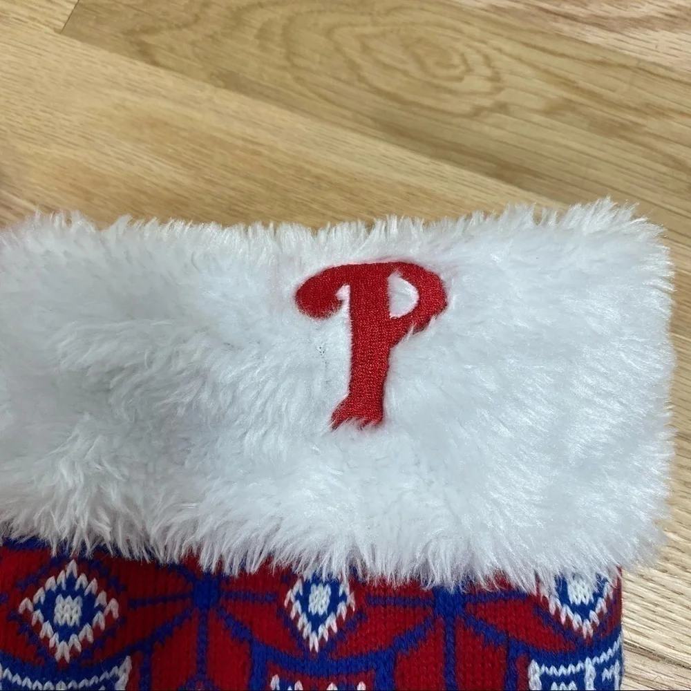 Phillies Fair Isle Christmas Stocking NWT MLB Red Philadelphia Baseball